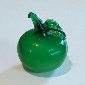 Vintage Green Art Glass Apple